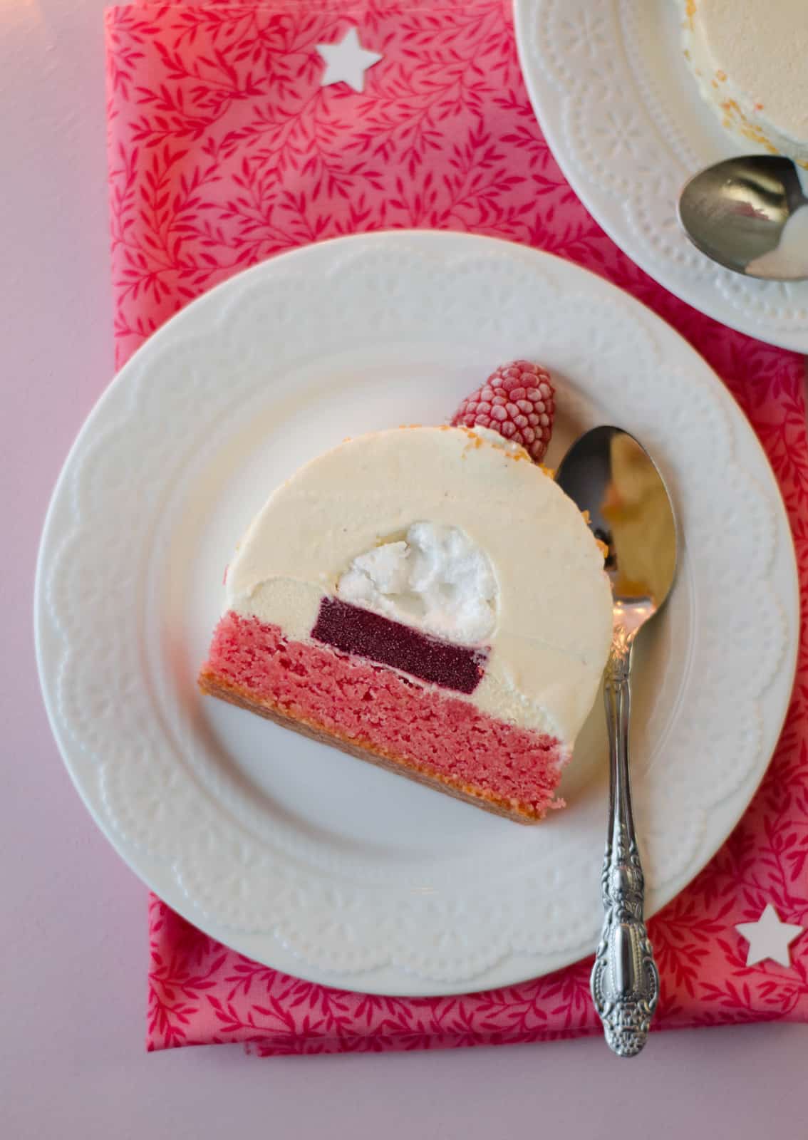 Bûche rose au Marc de Champagne &amp; à la framboise